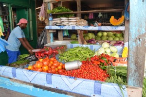 Fresh crops for sale at Mon Repos Market