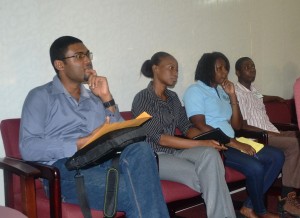 Chief Hydromet Officer Dr. Garvin Cummings (left end) with other MOA staff during the workshop
