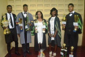 Top students from left to right - Paul Whyte, Jamaul Wilson, Anisa Mancey, Tanisha Thompson and Rabindranauth Mohal