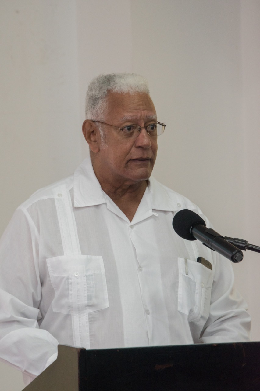 The Honourable Minister of Agriculture Noel Holder delivers his address at the Hydromet Seminar earlier today