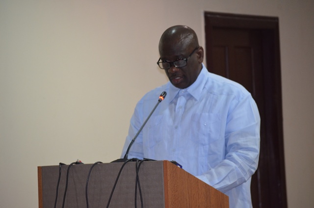 Justin Rennie, outgoing Chairman, Caribbean Fisheries Forum (CFF) addressing the gathering at the forum
