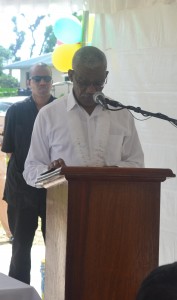 H.E. President Granger while delivering the feature  address at the commissioning of the Access Roads Rehabilitation  Project