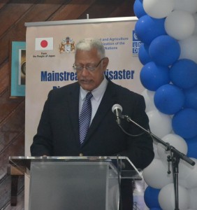 Minister Holder Delivering the feature address at the DRRM UNDP Project Launch