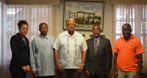 Minister Holder (centre) with Ambassador HE George Talbot (left) and Ambassador HE David Hales (right), PS George Jervis (far right) and Ministry of Foreign Affairs Representative (far left).