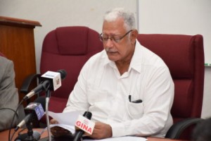 Hon. Noel Holder, Minister of Agriculture during Ministry's End of Year Press Conference 