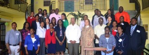 Minister Holder is with the representatives of the Ministry of Agriculture, FAO, CDEMA and participants of the workshop