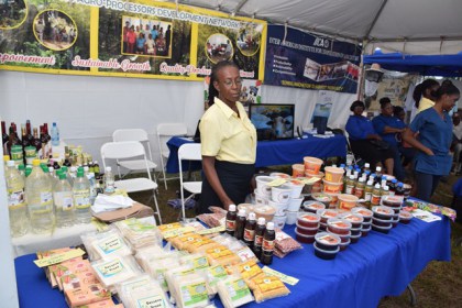 Processed agricultural produce on display at World Food Day 2017.