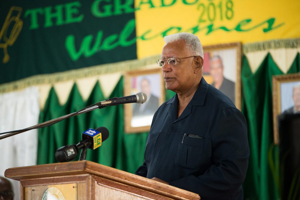 Minister of Agriculture, Noel Holder delivering the feature address at the Guyana School of Agriculture’s (GSA) 54th graduation exercise